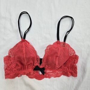 Eberjey Red And Back Lace Keyhole Lined Lingerie Bra Bralette